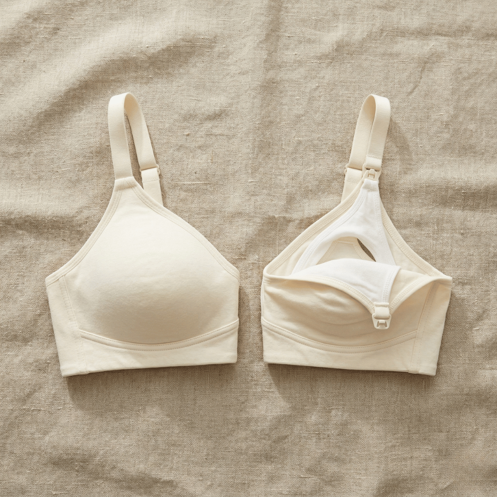 Maternity and nursing bra, side by side